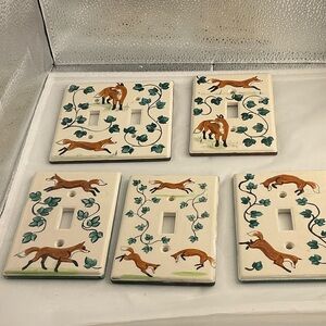 Quiana Nostalgic Light Switch Plate Covers Playful Foxes. NEW